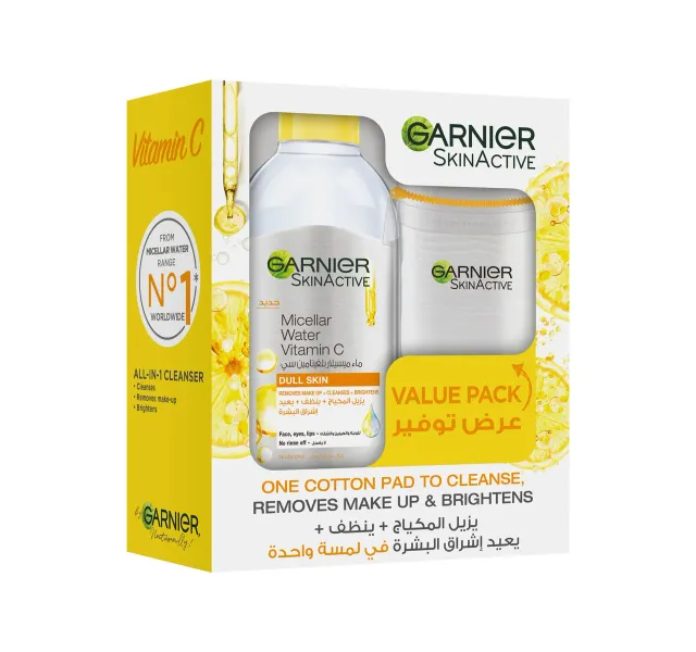 Garnier Skin Active Vitamin C Micellar Water 400 Ml Cotton Pad