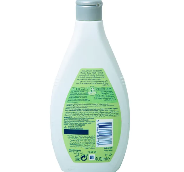 Johnsons Body Wash Antibacterial Micellar Mint 400 Ml