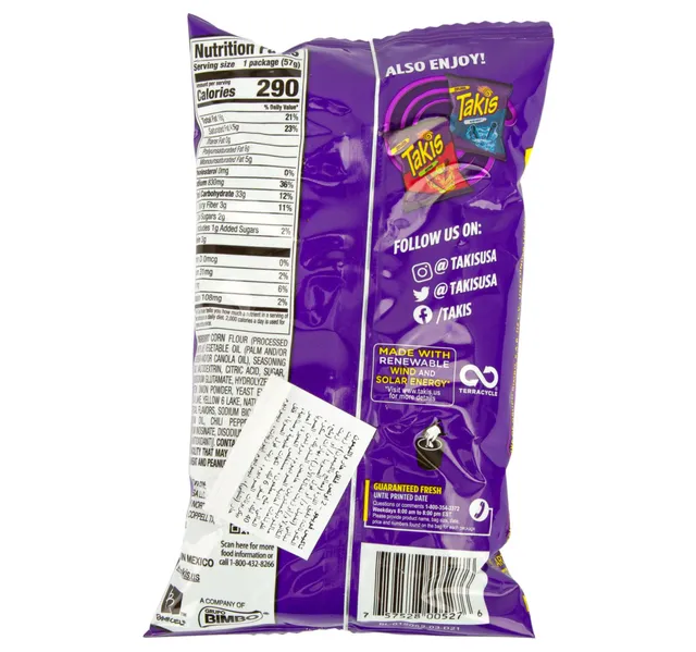 Takis Fuego Chili Pepper & Lime Flavored Tortilla Chips 56G