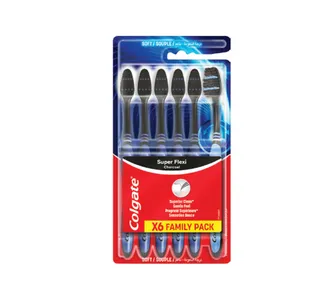 Colgate Super Flexi Charcoal Soft Toothbrush Assorted Colour 6 pcs
