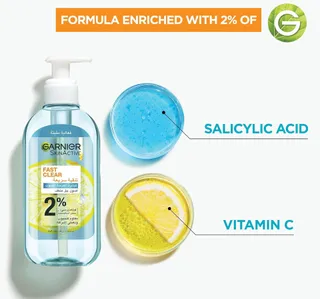 Garnier Skin Active Fast Clear Gel Wash 2% 200 ml