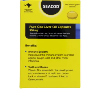 Sea Cod Pure Cod Liver Oil Capsules 300 Mg 100pcs