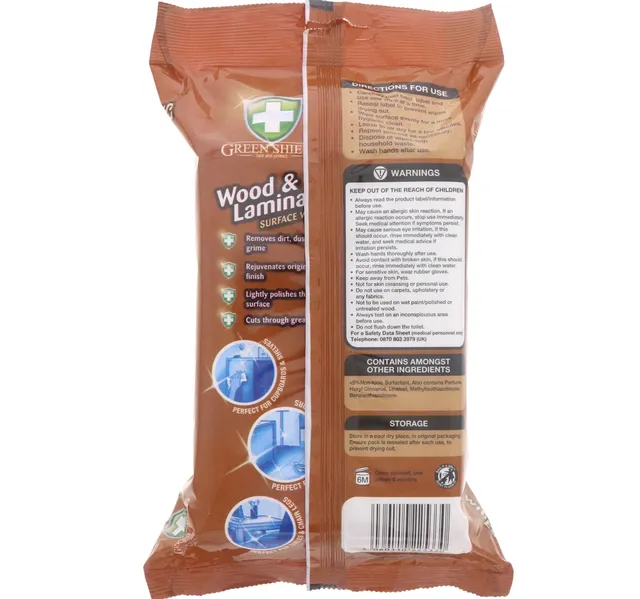Green Shield Wood And Laminate Surface Wipes 70pcs