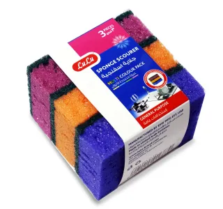 Lulu Multi Colour Sponge Scourer 3 Pcs