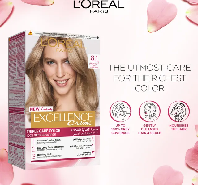 Loreal Paris Excellence Creme Color 81 Ash Light Blonde 1 Pkt