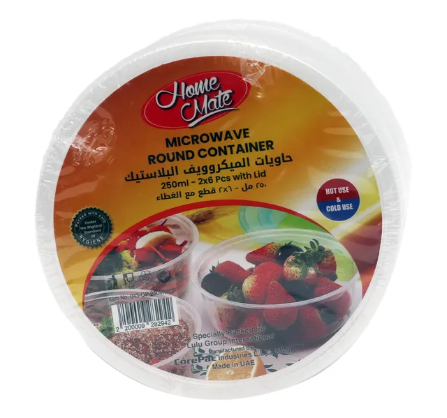 Home Mate Container Round Microwave 6 250 Ml 2 Pcs