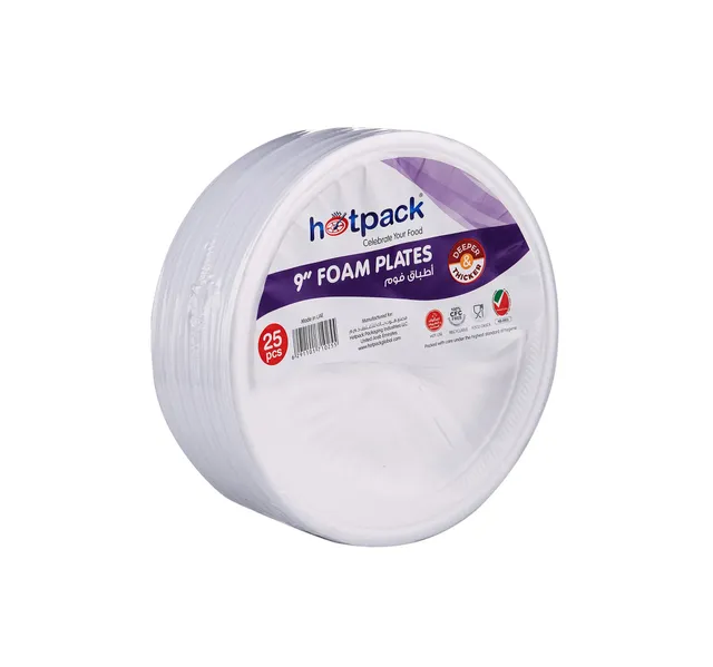 Hotpack Foam Plates 9inch 25 Pcs