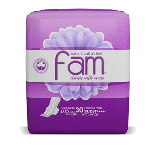 Fam Classic with wing Natural Cotton Feel Maxi Thick Super Sanitary 30pcs