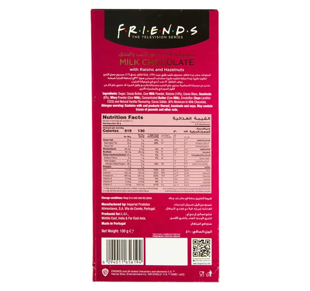 Friends Milk Chocolate With Raisins And Hazelnuts 100 G