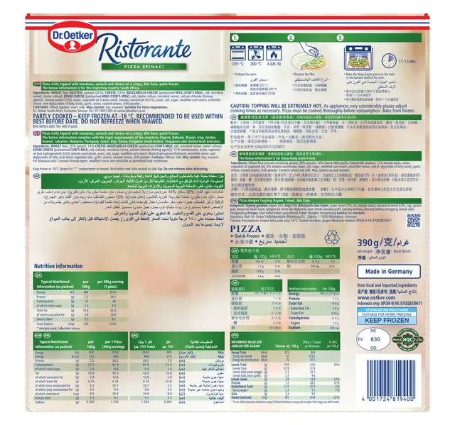 Droetker Ristorante Pizza Spinach 390 G