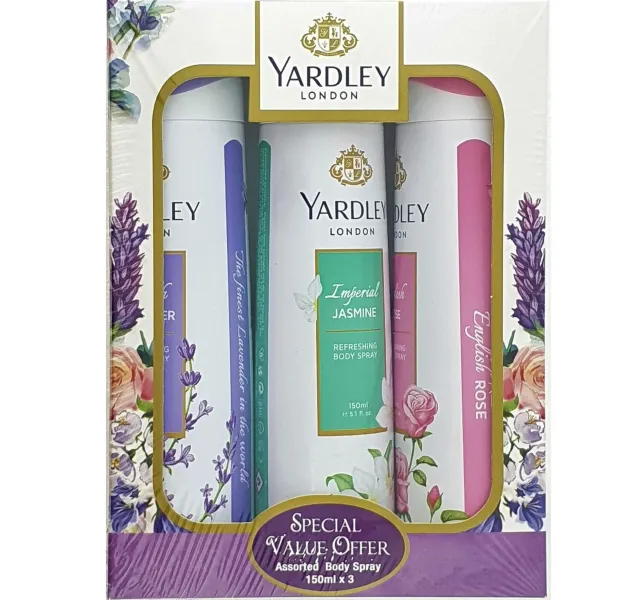 Yardley Body Spray Assorted For Women Value Pack 3 150 Ml