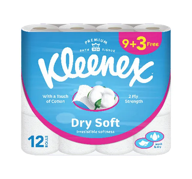 Kleenex Dry Soft Toilet Tissue Paper Embossed Bathroom 2ply 200 Sheets 93