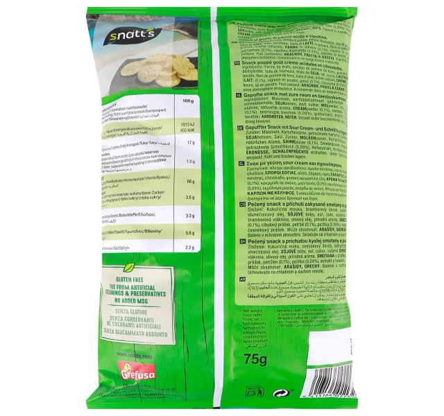 Snatt S Sour Cream Chives Natu Chips 75 G