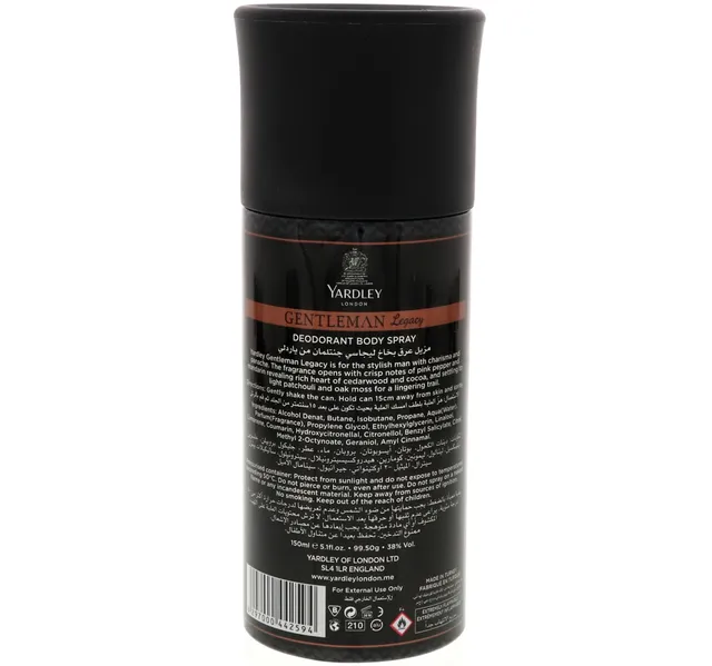 Yardley Gentleman Legacy Deodorant Body Spray For Men 150 Ml