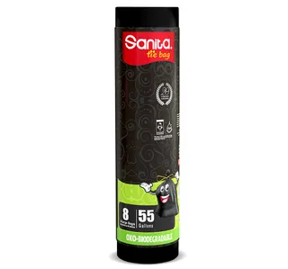Sanita Tie Oxobiodegradable Garbage Bags Extra Large 55 Gallons 8 Pcs
