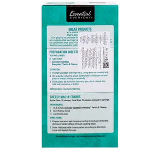 Essential Everyday Twists And Cheese Macaroni And Cheese Dinner 55 Oz 156