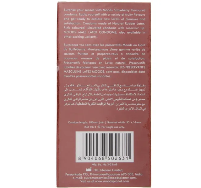 Moods Strawberry Flavoured Condoms 12 Pcs
