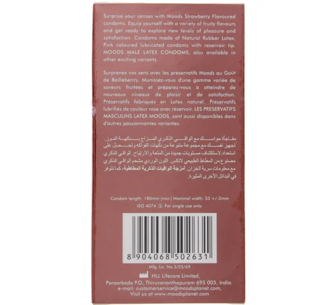 Moods Strawberry Flavoured Condoms 12 pcs
