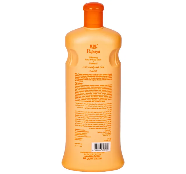 Rdl Papaya Extract Whitening Hand Body Lotion Vitamin E 600 Ml