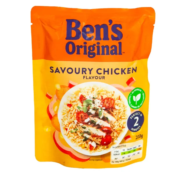 Ben S Original Savoury Chicken Flavour Microwave Rice 220 G