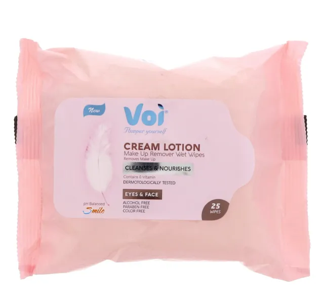 Voi Cream Lotion Make Up Remover Wet Wipes 25 Pcs