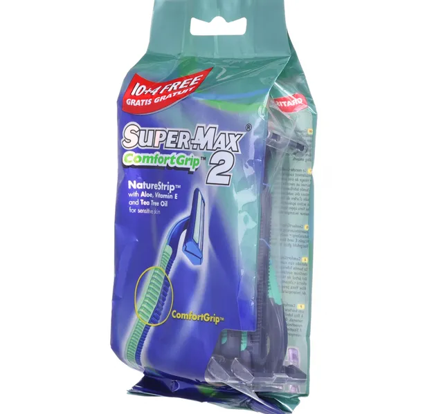 Super Max Men Disposable Comfort Grip Twin Blade 14 pcs