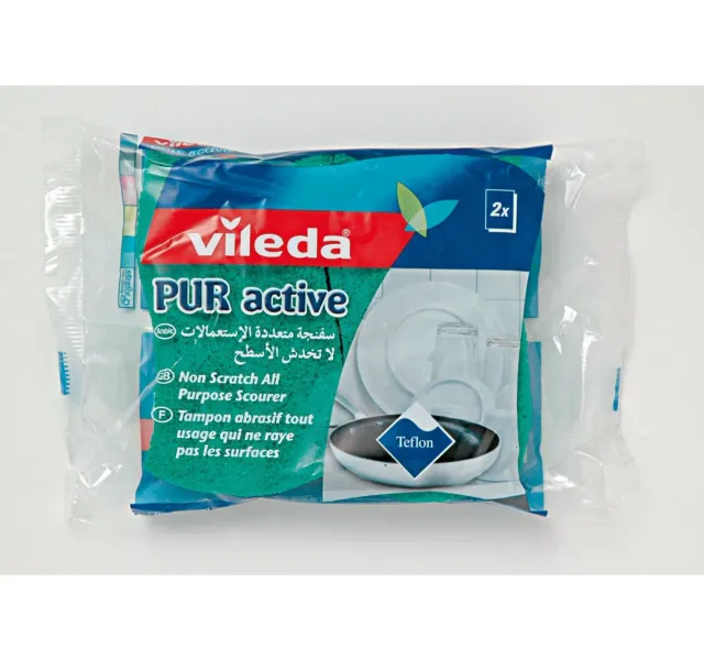 Vileda Pure Active Flex Non Scratch Dish Washing Sponge Scourer 2 Pcs