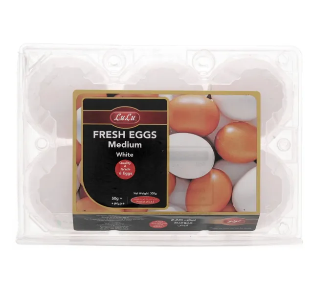 Lulu White Eggs Medium 6 Pcs