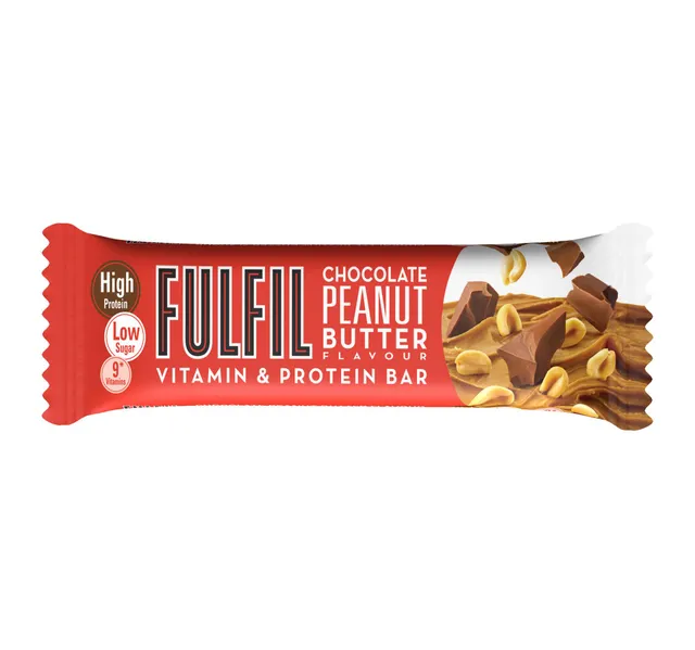 Fulfil 9 Vitamins Low Sugar Chocolate Peanut Butter Vitamin Protein Bar 55 G