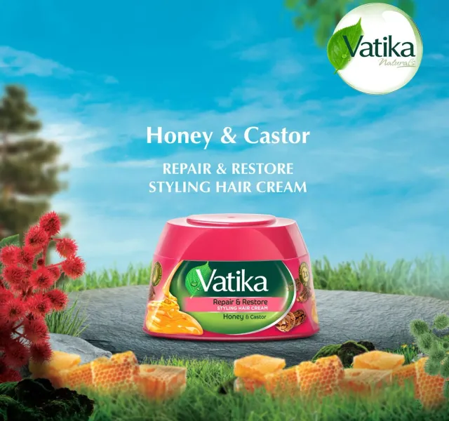 Vatika Repair Restore Styling Hair Cream Honey Castor 140 Ml