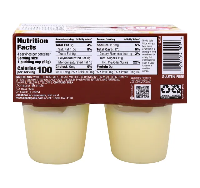 Snack Pack Vanilla Pudding 4 Pcs 368 G
