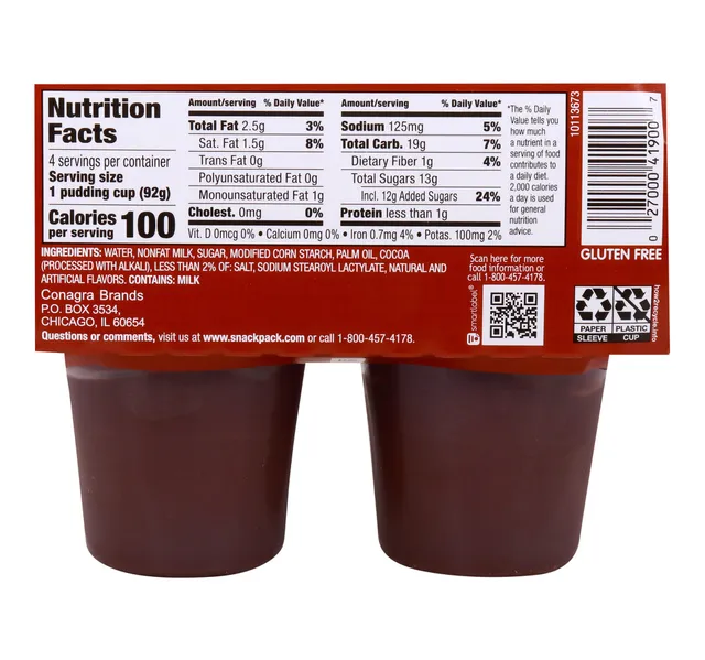 Snack Pack Chocolate Pudding 4 Pcs 368 G