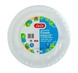 Lulu Laminated Foam Plate 4 Compartment 12inch 15 Pcs
