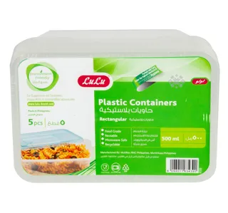 Lulu Plastic Containers Rectangular 5 1000 Ml 5 500 Ml