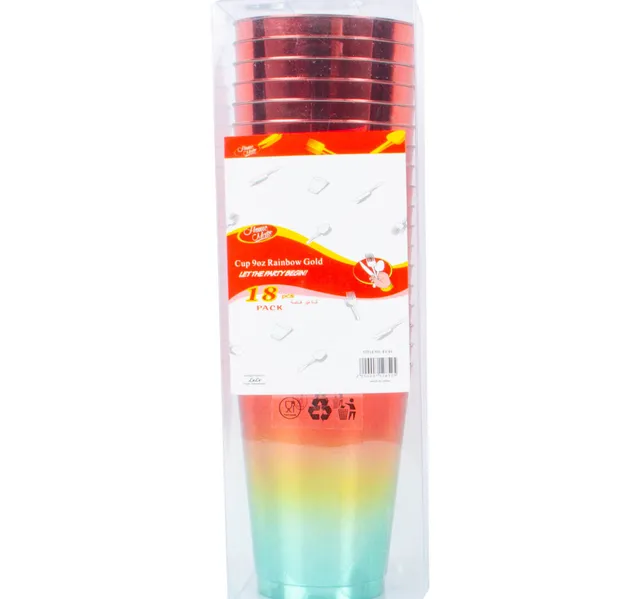 Home Mate Rainbow Gold Cup 9oz 18 Pcs