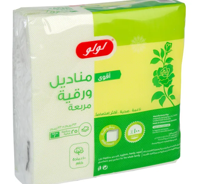 لولو مناديل ورقية مربعة 33 سم × 33 سم ، من طبقتين 25 قطعة