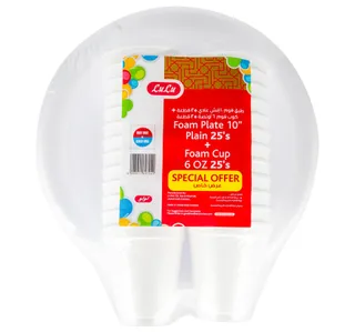 Lulu Foam Plate 10inch Plain 25 Pcs Offer