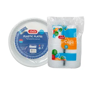 Lulu Plastic Plates 26cm 25 Pcs Plastic Cups 6oz 50 Pcs