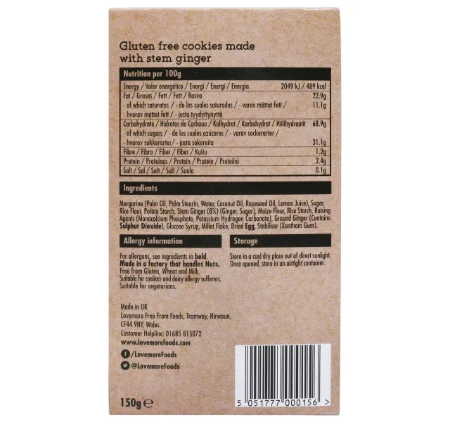 Lovemore Stem Ginger Cookies 150 G