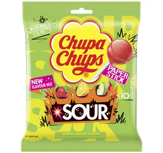 Chupa Chups Sour Assorted Flavour Lollipops 10pcs 120 G