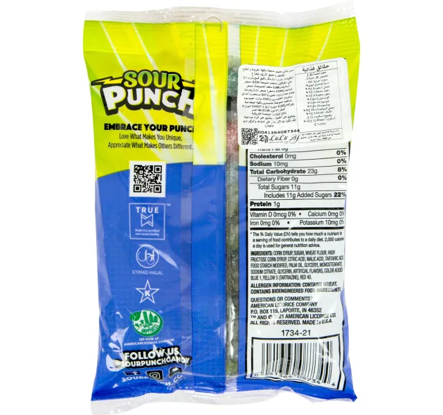 Sour Punch Bites Strawberry Green Apple Blue Raspberry 142 G