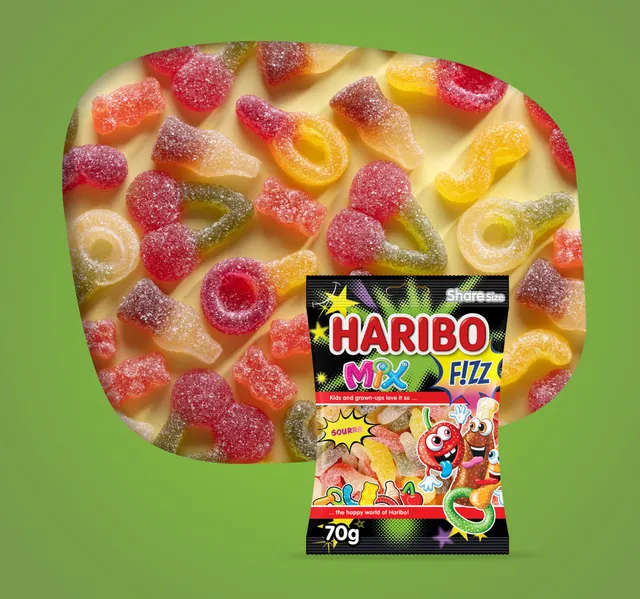 Haribo Fizz Mix Sour Gummy Candy 70 G