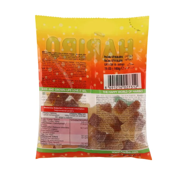 Haribo Sour Fresh Happy Cola Gummy Candy 160 g