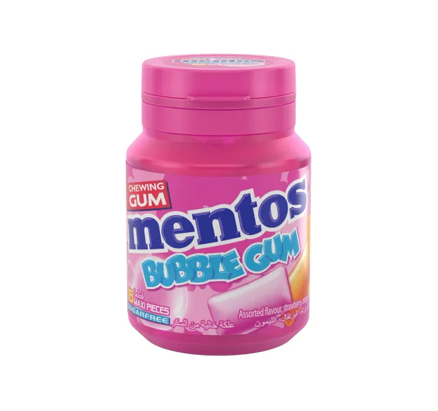 Mentos Strawberryorange And Lemon Sugar Free Bubble Gum 18 Pcs