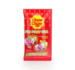 Chupa Chups Fili Folly Gum Strawberry Flavour Cotton Candy Bubble Gum 11 G