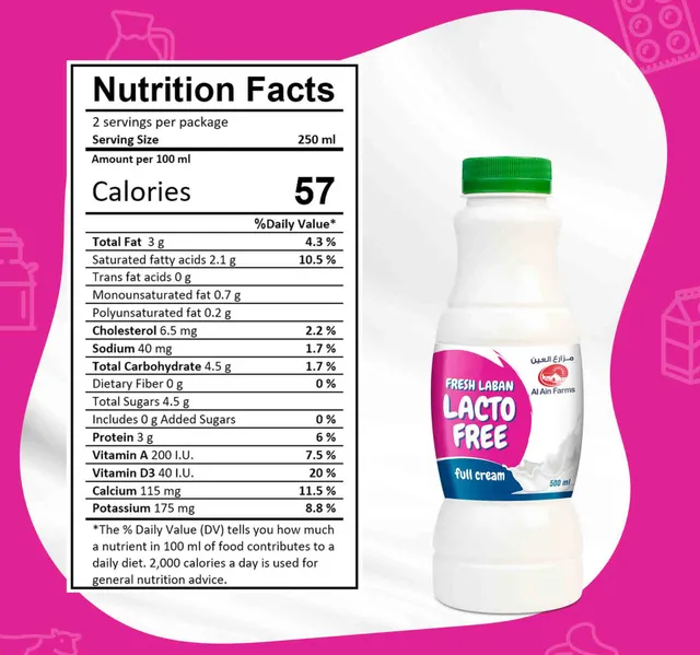 Al Ain Farms Lactose Free Full Cream Laban 500 Ml