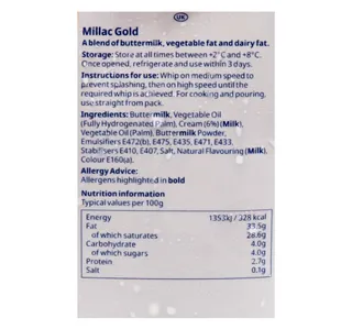 Millac Gold Whipping Cooking Pouring 1 Litre
