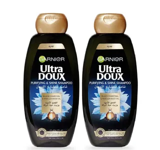 Garnier Ultra Doux Shampoo Black Charcoal & Nigella Seed Oil 2 x 400 ml