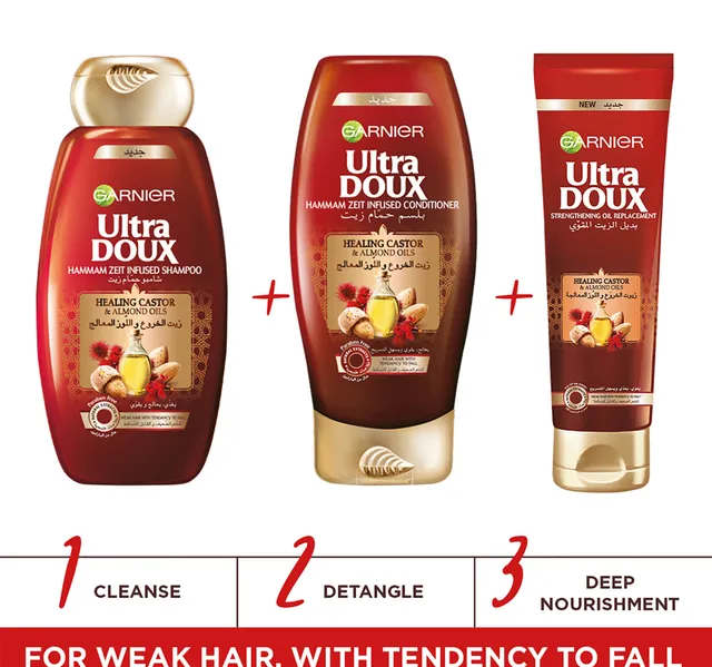 Garnier Ultra Doux Shampoo Healing Castor Almond Oils 200 Ml