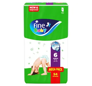 Fine Baby Diapers Total 7 Size 6 Junior 16+ kg Value Pack 54 pcs